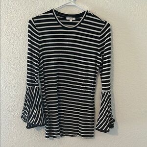 Black and White Striped Women's Top